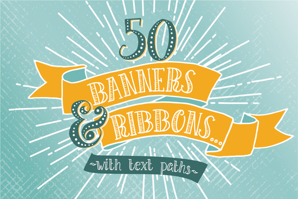 Hand Drawn Banner and Ribbons Bundle